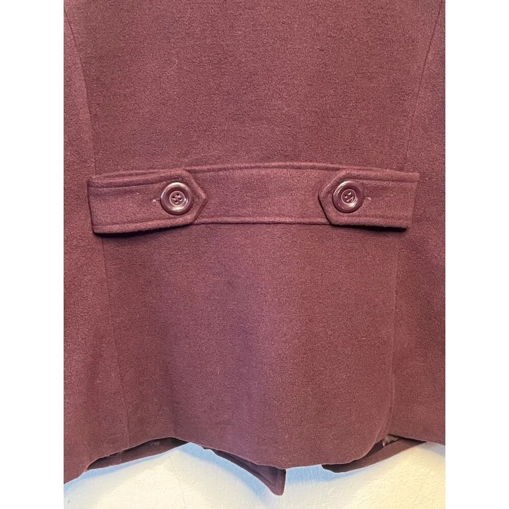 Dollhouse Women's Burgundy Peacoat Jacket Faux Fur Collar XL Double Breasted - Picture 9 of 16